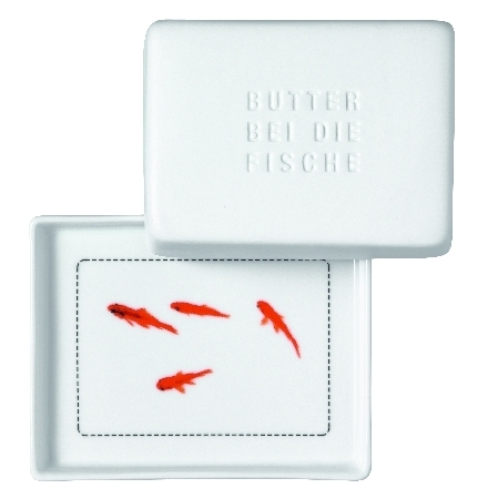 Kleine Butterdose aus Porzellan mit Fisch Design Butter bei die Fische 10,5x8,5x6 cm