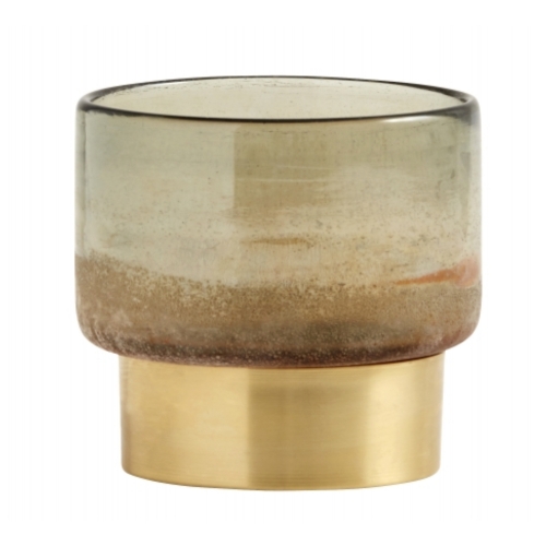 Multicolor Glas-Laterne mit Messingfu Kerzenstnder von Nordal H 10 cm