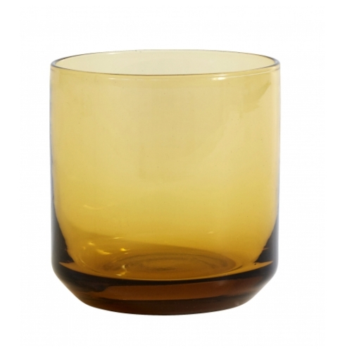 Retro Trinkglas von NORDAL klare Form Farbe Amber Gelb