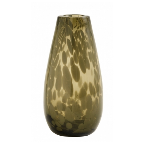 Vase Deco clear, Farbe Braun, von Nordal H 17cm Fleckenmuster Handarbeit Glas
