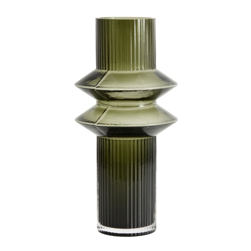 Vase Rilla M Grün von Nordal H 32 cm Rillenmuster Grün Handarbeit Glas