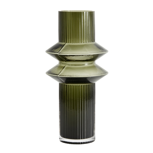 Vase Rilla M Grn von Nordal H 32 cm Rillenmuster Grn Handarbeit Glas