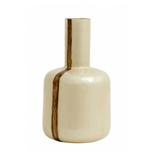 Vase Pearl Mother Brown von Nordal, Gre S, Dekoflasche, elfenbeinfarben mit braunem Streifen
