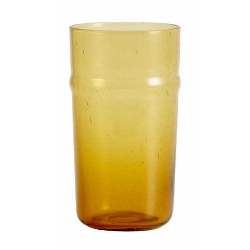 Airy Trinkglas von NORDAL mit Luftblasen, amber gelb, Handgemacht
