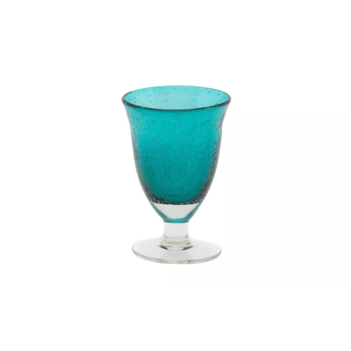 Dutz Glas auf Fuß Grünblau H 16 D 8 Trinkglas mit Lufteinschlüssen