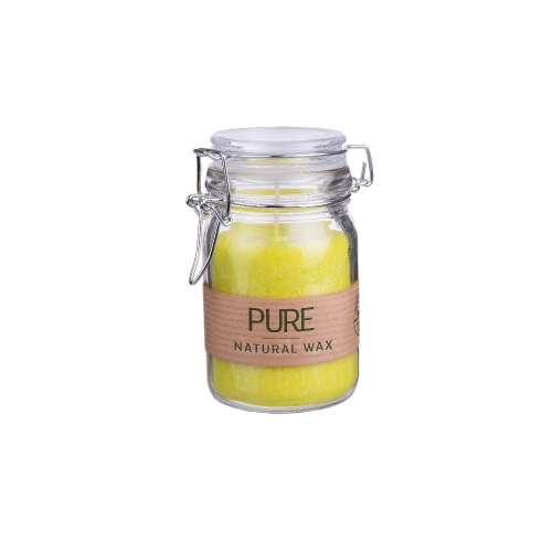 Kerze im Weckglas von Wenzel, Farbe Limone, Gelb, 100% Oliven-Wachs, H12 cm