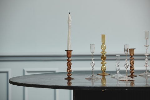 CHIROS Kerzenhalter aus Glas light pink von NORDAL
