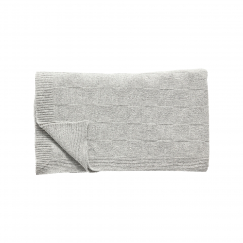 Decke mit Schachbrettmuster von Hübsch hochwertig und kuschelweich aus hochwertiger Lambswool-Mischung in hellgrau