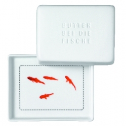 Kleine Butterdose aus Porzellan mit Fisch Design Butter bei die Fische 10,5x8,5x6 cm