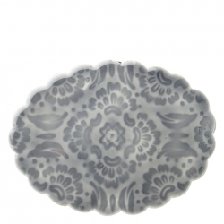 Glasuntersetzer Oval romantischer Landhaus-Stil mit Ornament in Grau