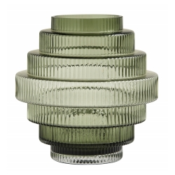 Vase Rill M Grn von Nordal H 24 cm Rillenmuster Grn Handarbeit Glas