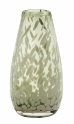 Vase Deco clear, Farbe Grün, von Nordal H 17cm Fleckenmuster Handarbeit Glas