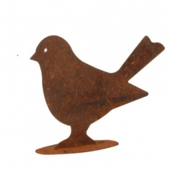 Gartenfigur Rost-Vgelchen Zierfigur fr Blumenbeet & Balkonkasten 10x13,5 cm