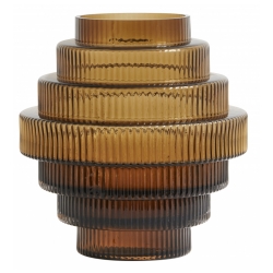 Vase Rill M Amber von Nordal H 24 cm Rillenmuster Amber Braun Handarbeit Glas