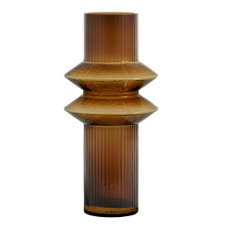 Vase Rilla M Amber von Nordal H 32 cm Rillenmuster Amber Braun Handarbeit Glas