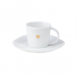 Kleine Espresso-Tasse Wolke Sieben mit Herz in Gold aus Porzellan von Rder Design 6 x 5 cm inkl. Untertasse