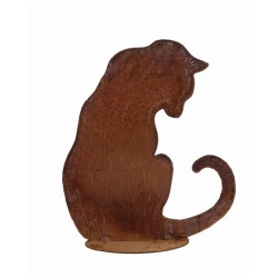 Gartenfigur Katze sitzend Edelrost Hhe 36 cm