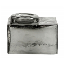 Teelichthalter Square aus grauem Glas von NORDAL eckige Form 7x9x12,5 cm