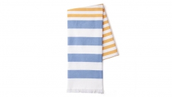 Byrklund Fouta Beach Basics Strandtuch von Walra mit Fransen 100x180 cm ockergelb-blau-gestreift