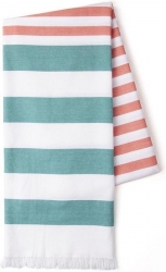 Byrklund Fouta Beach Basics Strandtuch von Walra mit Fransen 100x180 cm terra-grn-gestreift
