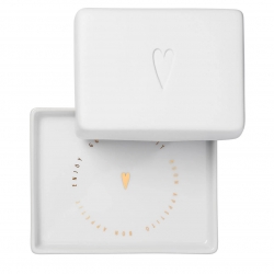 Kleine Butterdose aus Porzellan mit Herz Design 10,5x8,5x6 cm