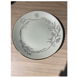 Teller Blumenmuster mit Goldrand Mint-Grn D 27 cm