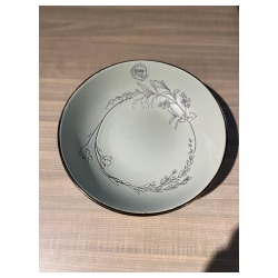 Schale Suppenteller Blumenmuster mit Goldrand Mint-Grn D 20 cm