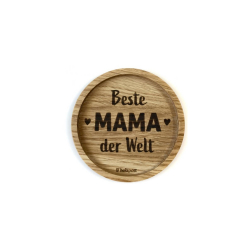 Holz-Untersetzer mit Aufschrift Beste MAMA der Welt, Eichenholz, rund, D 11,2 cm