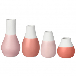 ZUHAUSE Mini Vasen 4er Set Pastell-Rottöne aus Steinzeug von Räder Design 4,5-8cm