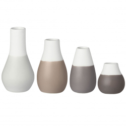 ZUHAUSE Mini Vasen 4er Set Pastelltöne Grau aus Steinzeug von Räder Design 4,5-8cm