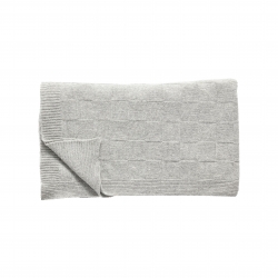 Decke mit Schachbrettmuster von Hbsch hochwertig und kuschelweich aus hochwertiger Lambswool-Mischung in hellgrau