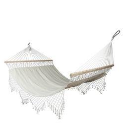 Hngematte Hawaii mit Hkelrand Makramee Stil wei 230/325x150 cm