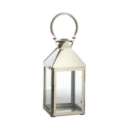 Laterne aus Edelstahl mit Glasscheiben 19x20xH40/53 cm