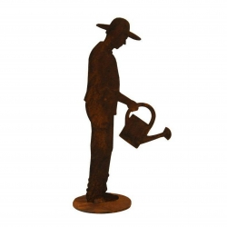 Gartenfigur Grtner mit Giekanne, Edelrost 30cm